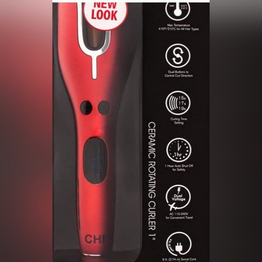 CHI Ceramic Rotating Curler - Red